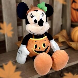 Disney Halloween Minnie Mouse Plush Stuffed Animal Jack O Lantern Costume 20"